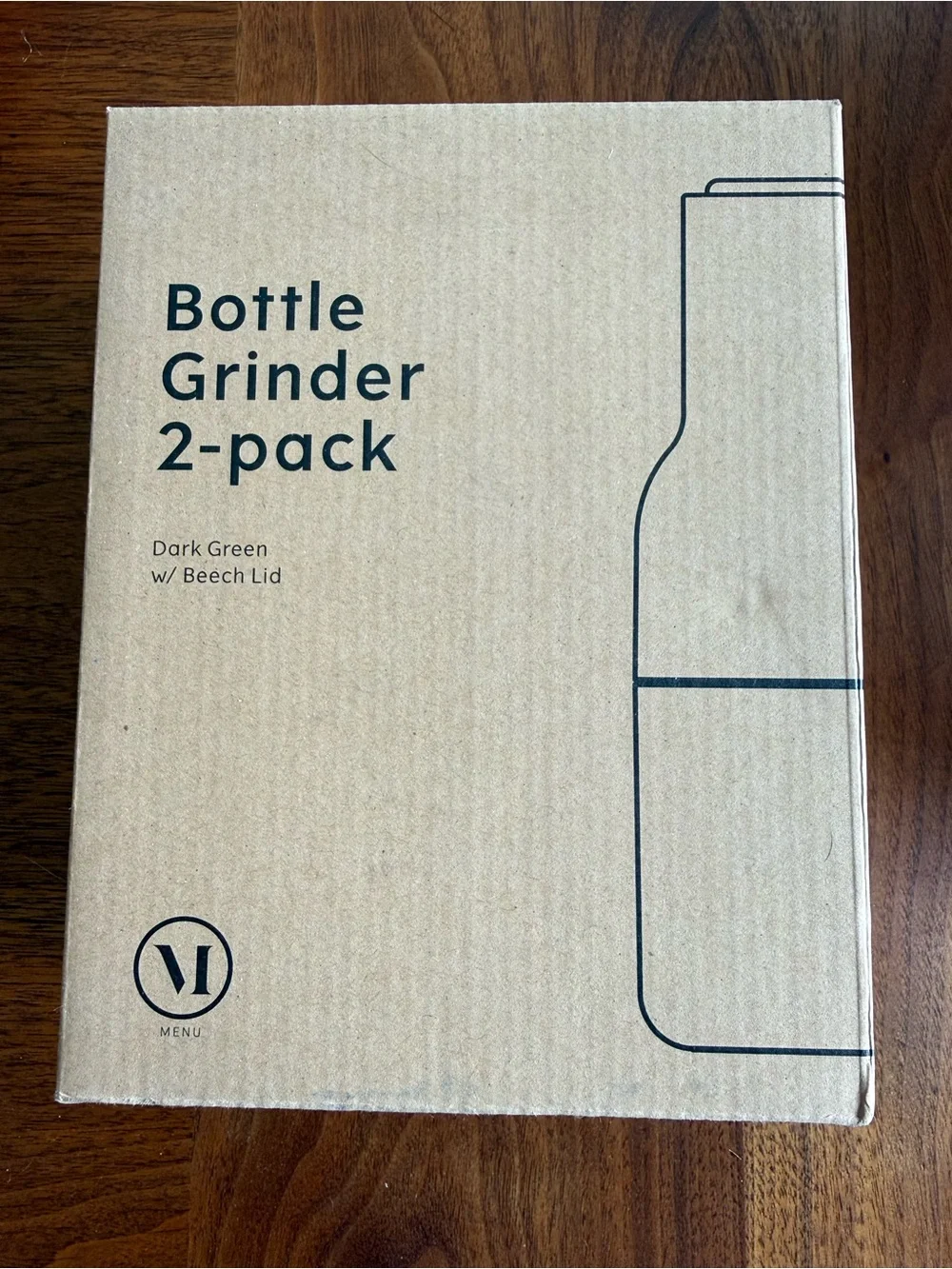 Menu Design/Audo Copenhagen Bottle Grinders w/ Beech Lids - Dk Green